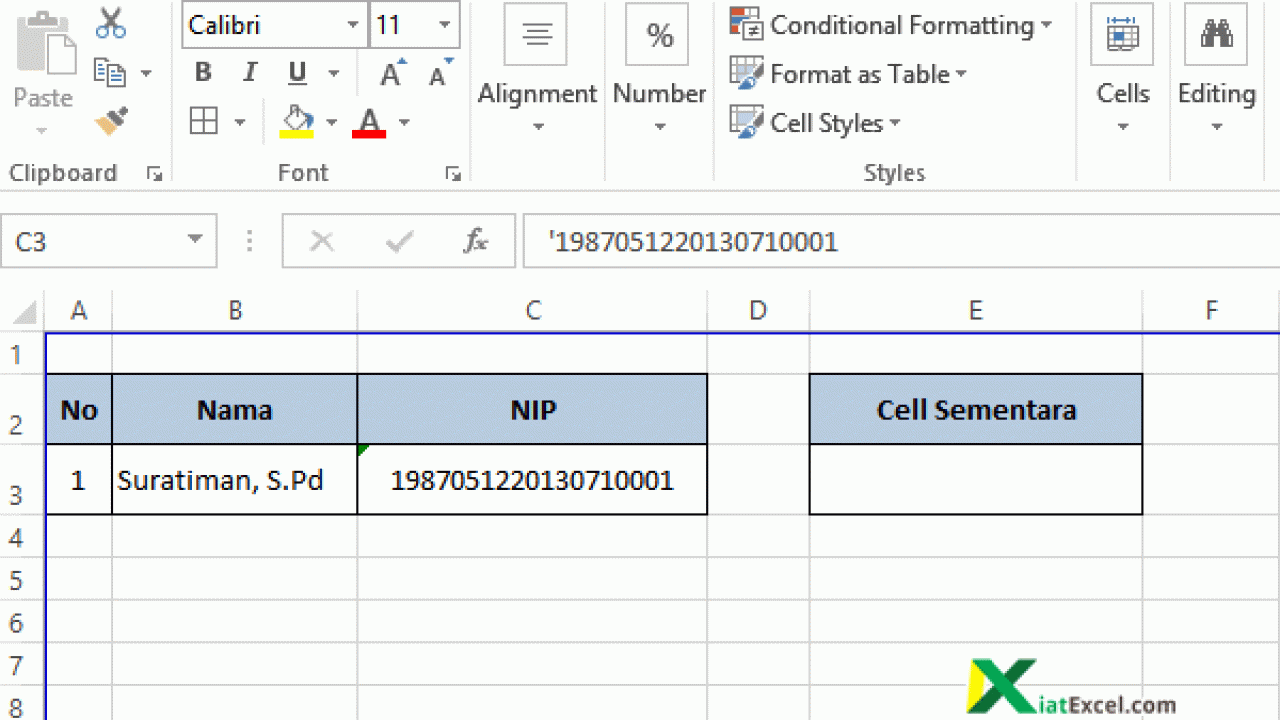 Cara Menuliskan Nip Tanpa Tanda Petik Di Excel Kiatexcel Com