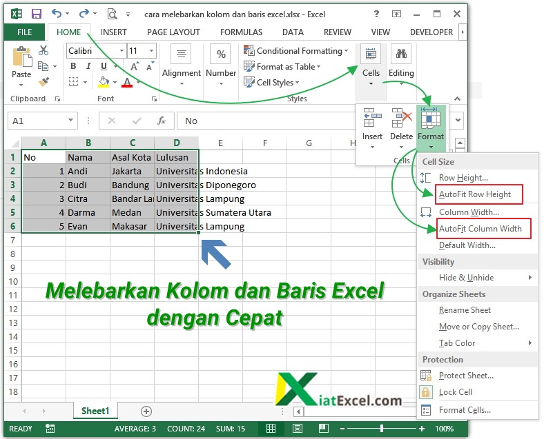 Cara Melebarkan Kolom Dan Baris Excel Dengan Cepat Kiatexcel Com